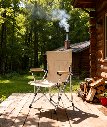 Stuhl mit harter Armlehne